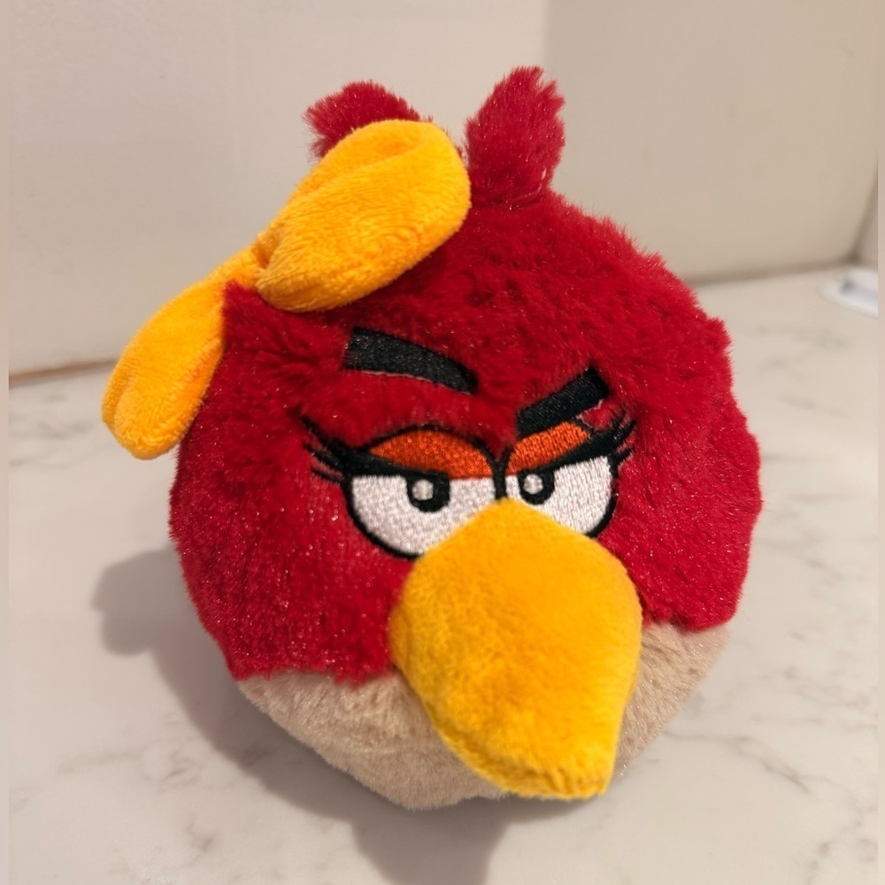 Angry Birds Rovio Plush Female Red Bird w/ Yellow Bow Stuffed Toy 2011